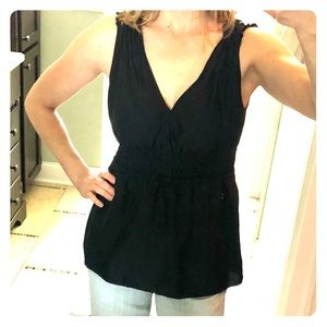 Black fit and flare blouse